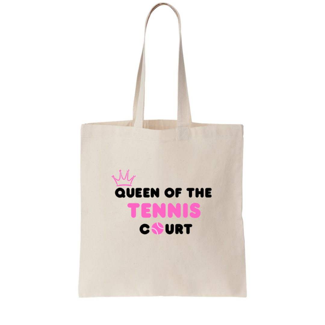 Queen of the Tennis Court Tote Bag | Premium Cotton Canvas | Stylish Tennis Accessory