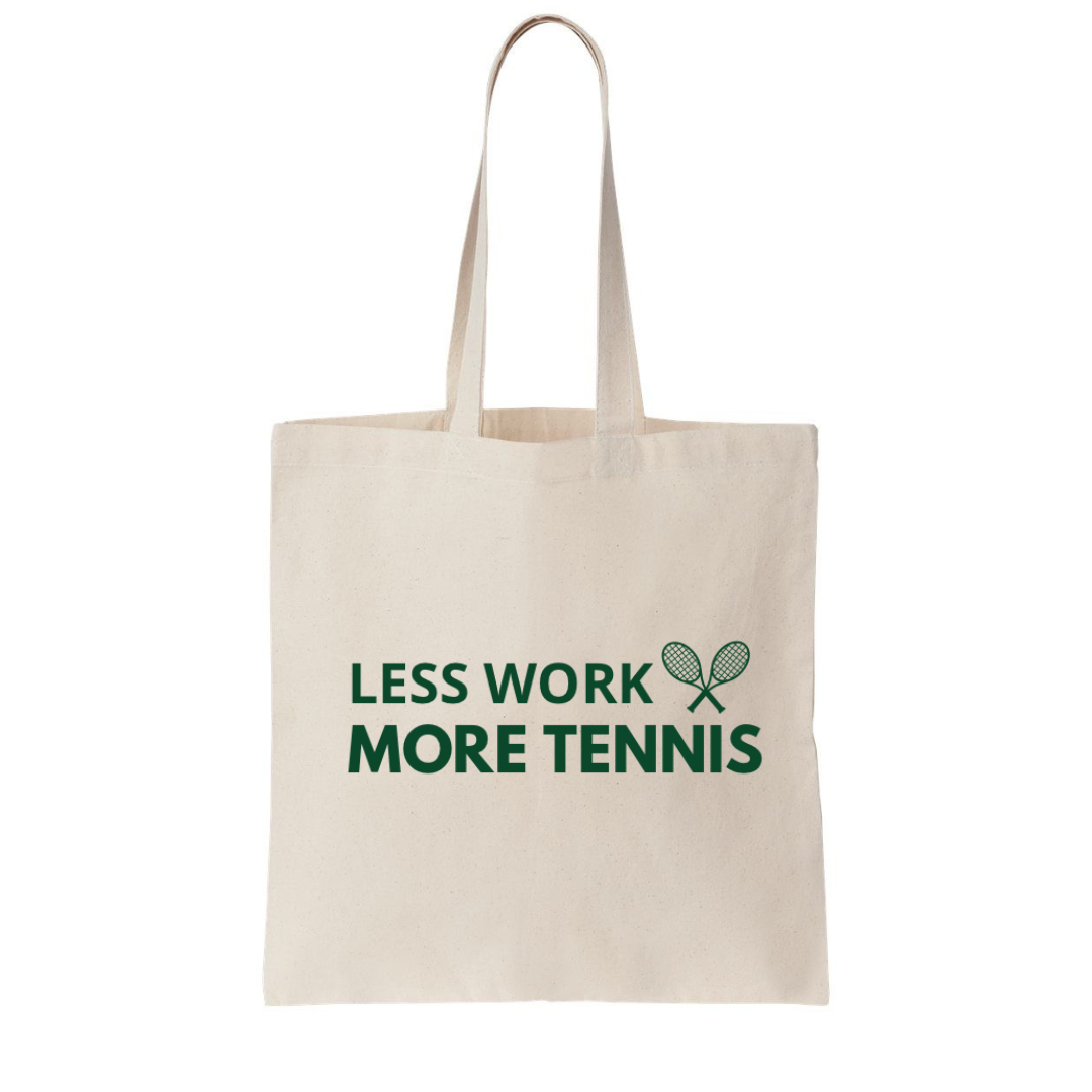 All Court Tote – Less Work, More Tennis | Durable Cotton Canvas Bag for Tennis Lovers