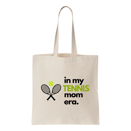 In My Tennis Mom Era Tote Bag | Durable Cotton Canvas | Stylish Gift for Sports Moms