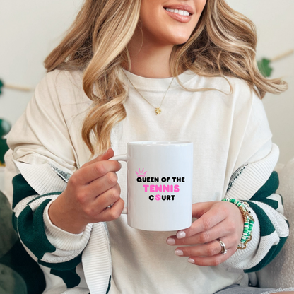 Queen of the Tennis Court Mug – 11 oz Ceramic Coffee Cup for Tennis Lovers