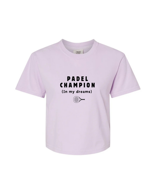 Padel Champion (In My Dreams) – Women's Lilac Padel T-Shirt | Funny & Comfortable Sportswear