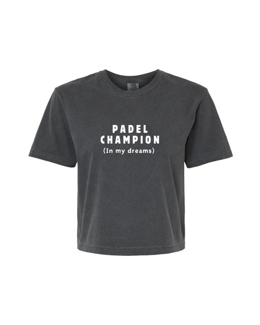 Padel Champion (In My Dreams) – Women's Gray Padel T-Shirt | Funny & Comfortable Sportswear