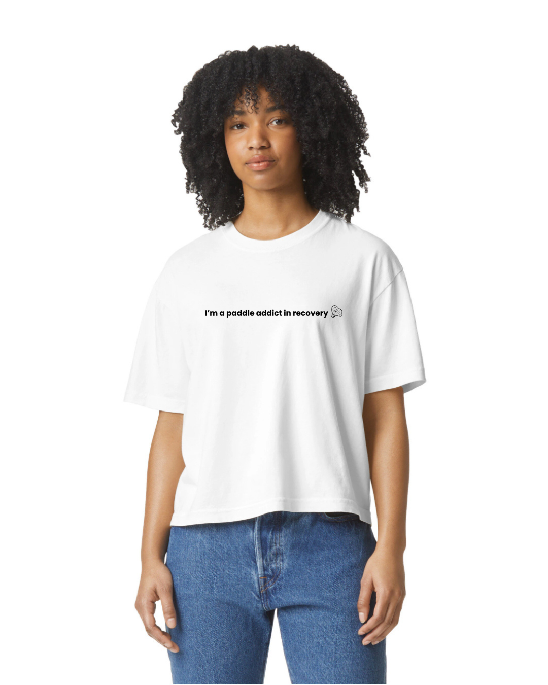 I'm a Paddle Addict in Recovery – Women's White Padel T-Shirt | Funny & Comfortable Sportswear