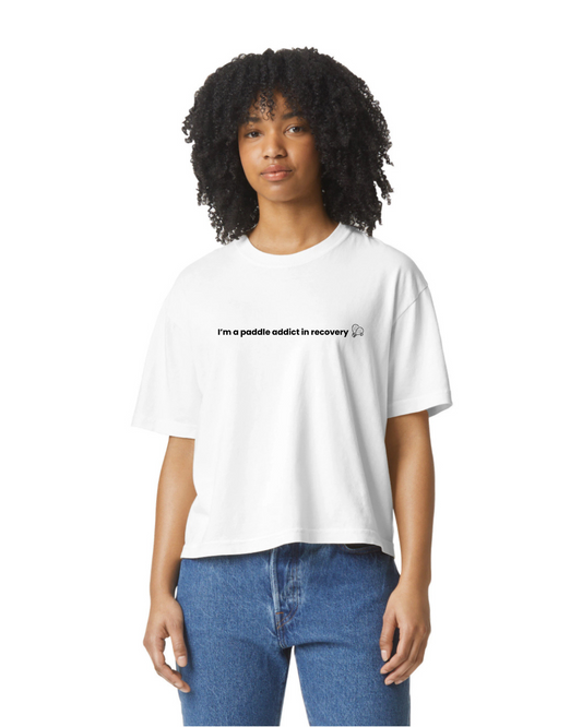 I'm a Paddle Addict in Recovery – Women's White Padel T-Shirt | Funny & Comfortable Sportswear